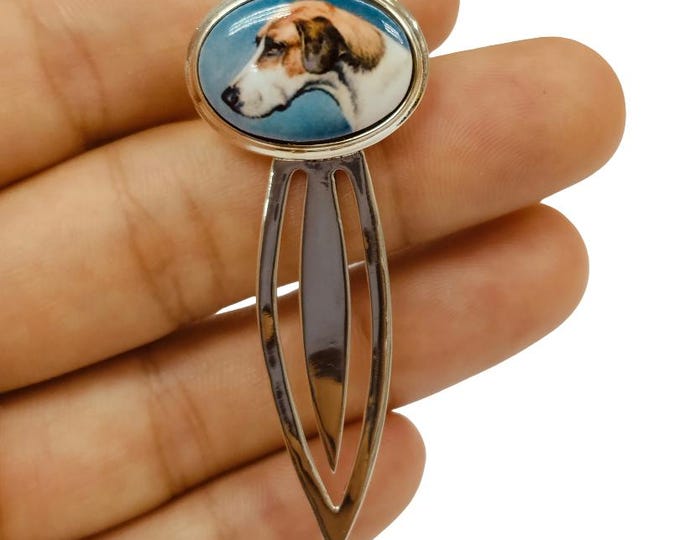 Antique Style Enamel Dog Bookmark 925 Sterling Silver Book Lover Gift Graduation Gift Dog Lover Gift