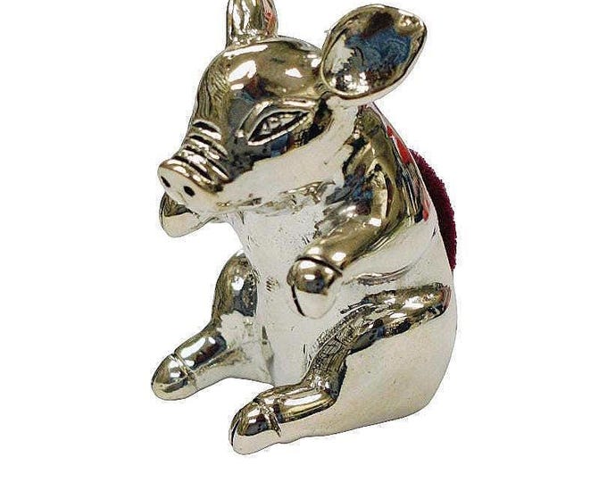 Antique Inspired Collectable Miniature Pig Pin Cushion 925 Sterling Silver