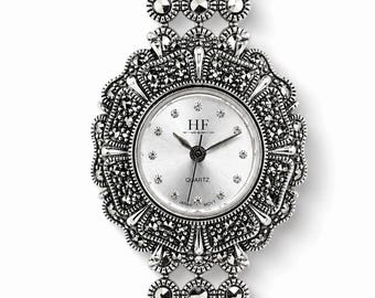 Vintage Marcasite Sterling Silver Bracelet Watch, Elegant Women’s Dress Watch