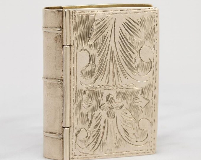 925 Sterling Silver Book Pill Box Vintage Style Novelty Trinket Box, Collectible Miniature Keepsake Gift for Him or Her