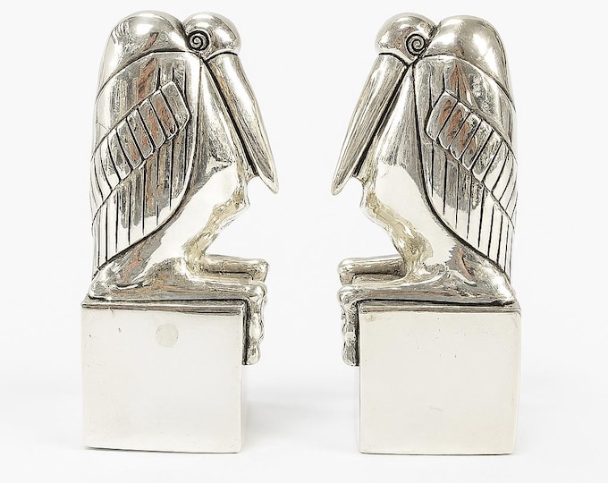 Vintage Sterling Silver Plate Pelican Salt and Pepper Shakers Ornate Bird Design, Collectible Tableware, Antique Style Kitchen Decor