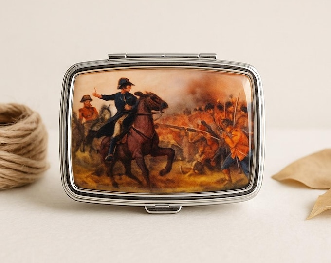 Vintage Battle Scene Pill Box 925 Sterling Silver Pill Box Vintage Style Novelty Trinket Box, Collectible Miniature Keepsake