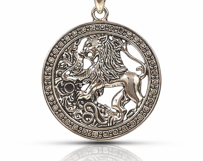Astrology Horoscope Leo Zodiac Sign Pendant 925 Sterling Silver Gift