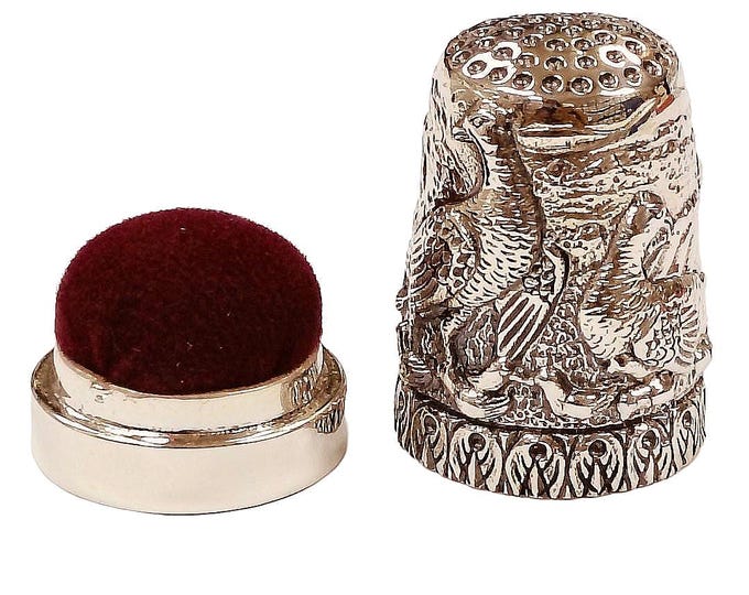 Antique Inspired Pheasant Collectible Thimble - Thimble Collectors Gift -  925 Sterling Silver