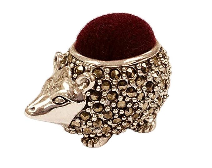 Antique Inspired Collectable Hedgehog Pin Cushion 925 Sterling Silver