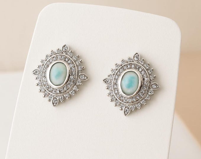 Gilson Opal Cubic Zirconia Stud Earrings 925 Sterling Silver Hallmarked