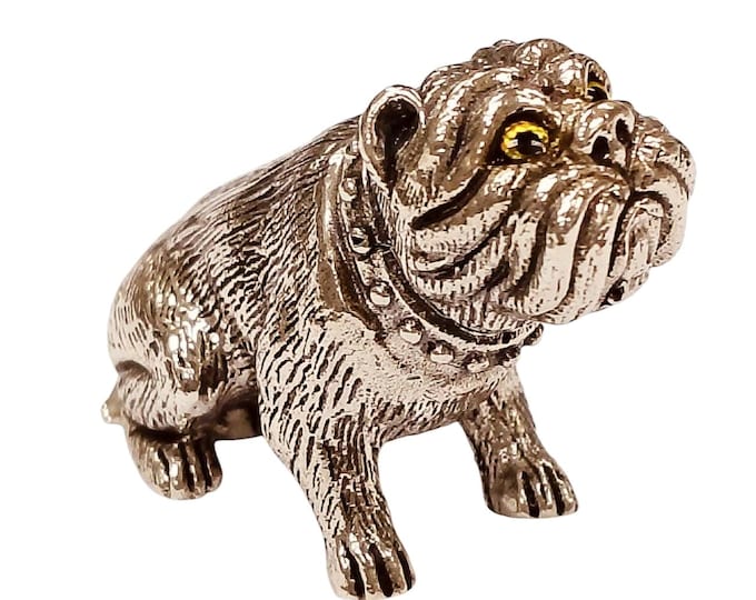 Antique Inspired Collectable Bulldog Figurine 925 Sterling Silver