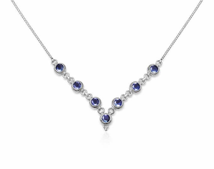 Sapphire Set 925 Sterling Silver Necklace