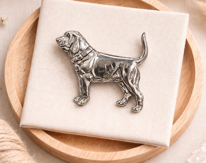 925 Sterling Silver Hound Dog Brooch Antique Inspired Animal Pin
