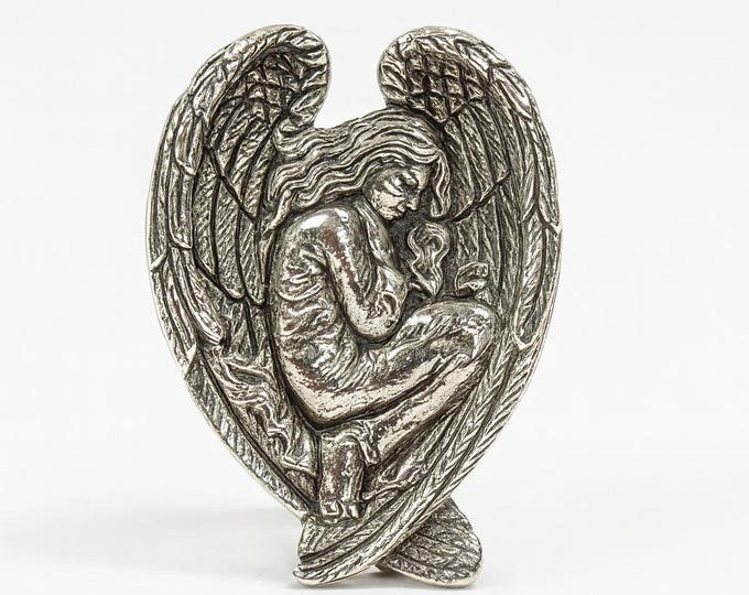 Guardian Angel 925 Sterling Silver Brooch Pendant Memorial Keepsake for Loved Ones