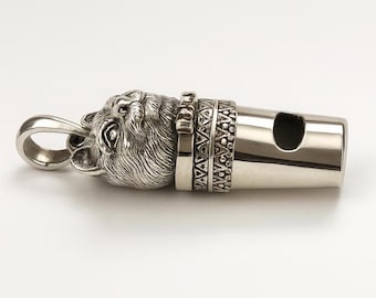 Antique Style Cat Dog Whistle Pendant 925 Sterling Silver Dog Lover Gift
