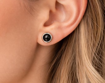 Onyx Round Stud 925 Sterling Silver Earrings