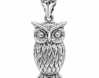 Vintage Style 925 Sterling Silver Owl Pendant