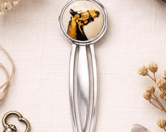 Enamel Horse Bookmark, Antique Style 925 Sterling Silver, Book Lover Gift