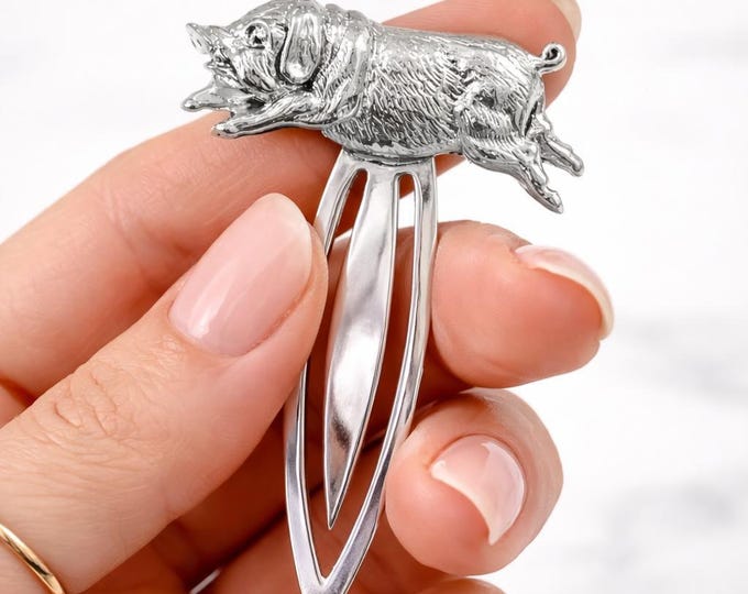 Sterling Silver Pig Bookmark - Antique Style Animal Lover Gift