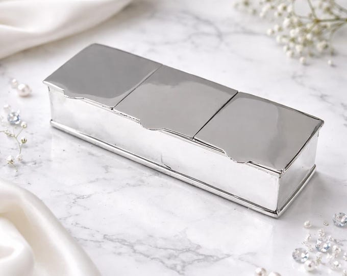 Sterling Silver 3-Compartment Pill Box - Vintage Style Medicine Case