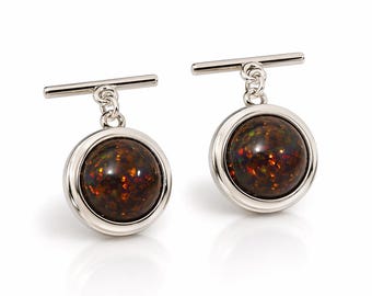 Gilson Opal Cufflinks, Filigree 925 Sterling Silver, Vintage Style