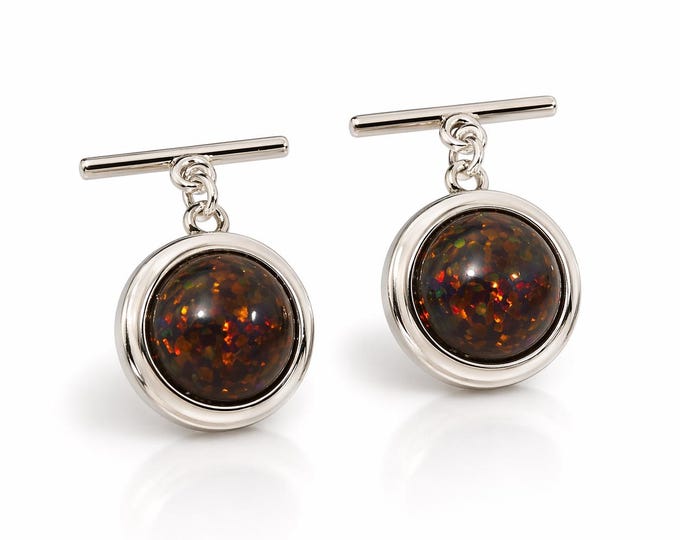 Gilson Opal Cufflinks, Filigree 925 Sterling Silver, Vintage Style