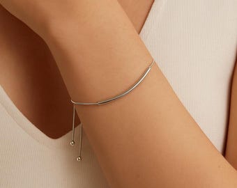 Minimalist Sterling Silver Bangle Bracelet: Adjustable Everyday Jewelry