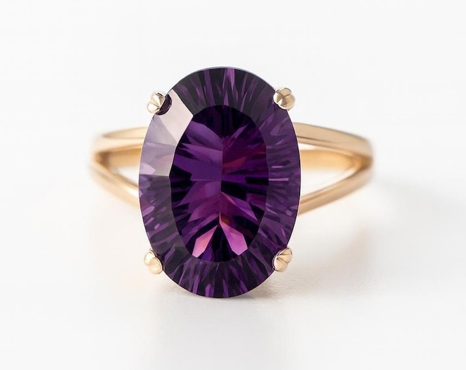 Amethyst Filigree Ring Oval Purple Gemstone Statement Cocktail Ring in 925 Sterling Silver, Bold Modern Jewelry Gift for Her