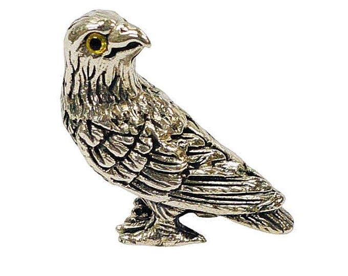 Antique Inspired Eagle Figurine Glass Eyes 925 Sterling Silver