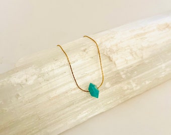 Amazonite Crystal Necklace, 14k Gold Filled Chain, Hope Stone
