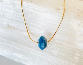 Peruvian Blue Opal Necklace, 14k Gold Filled Chain
