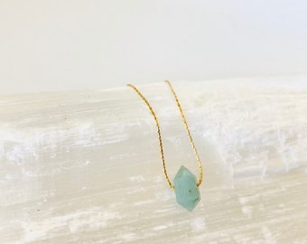 Aquamarine Necklace, Floating Aquamarine Necklace, Aquamarine Choker