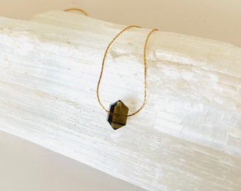 Smoky Quartz  Necklace, Smokey Quartz Necklace, Smoky Grey Quartz Necklace, Crystal Necklace