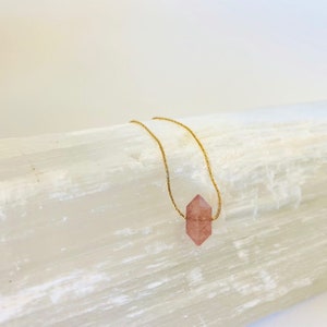Muscovite Necklace, Strawberry Quartz Necklace, Floating Muscovite Necklace, Muscovite Choker, Sisters Necklace, Sister Necklace