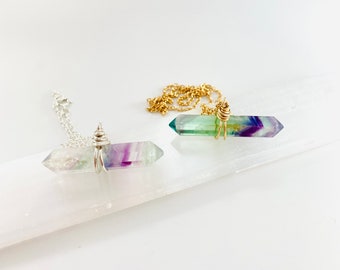 Rainbow Fluorite Necklace, Rainbow Necklace, Pride Necklace, Fluorite Necklace