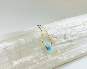 Floating Larimar Necklace, 14k Goldfilled Chain