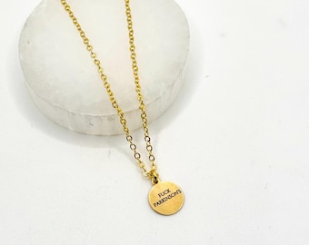 Fuck Parkinson's Necklace, Parkinson's Awareness, Chronic Illness Support Gift, Engraved Charm, 14k Gold Filled Disc Pendant