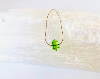 Peridot Necklace, Floating Peridot, Peridot Choker, Green Crystal Necklace