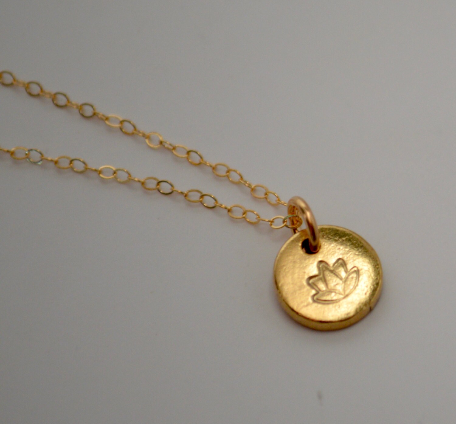 Lotus Flower Necklace Stamped Lotus Flower Necklace Gold Etsy