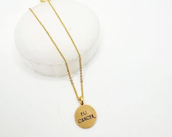 FU Cancer 18k Gold Filled Necklace, Awareness Jewelry