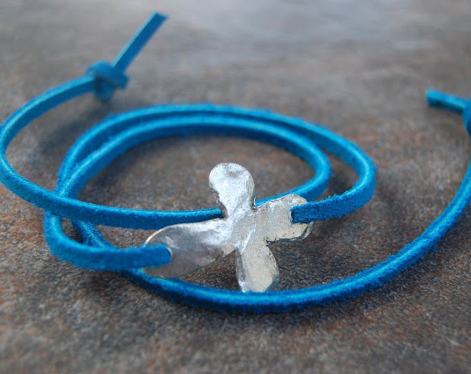 Silver Cross Bracelet Leather Wrap Bracelet Cross Wrap Etsy