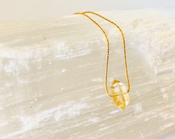 Floating Citrine Necklace, 14k Goldfilled Thread Chain