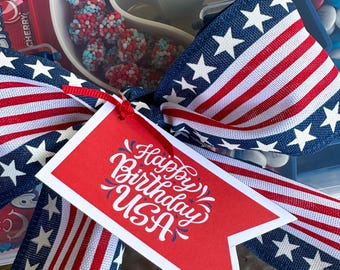 Happy Birthday USA Printable Gift Tag 4th of July