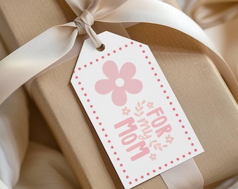 Etiqueta de regalo con flores para el Día de la Madre