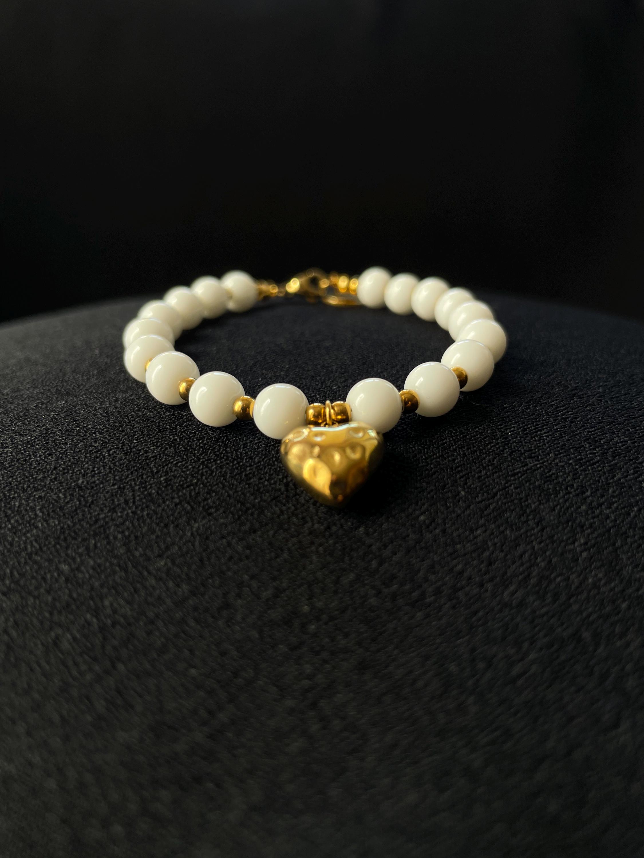 Bracelet , for woman , elegant bangles, stylish and classy shape, combination white&gold colours , new design handmade,impressive and luxury