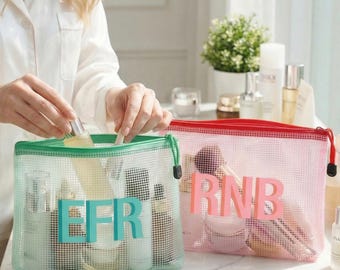 Bolsa de praia personalizada com nome, bolsa de piscina com monograma personalizado, presente para madrinhas, nécessaire de viagem para maquiagem, nécessaire de férias, bolsa de piscina para o verão