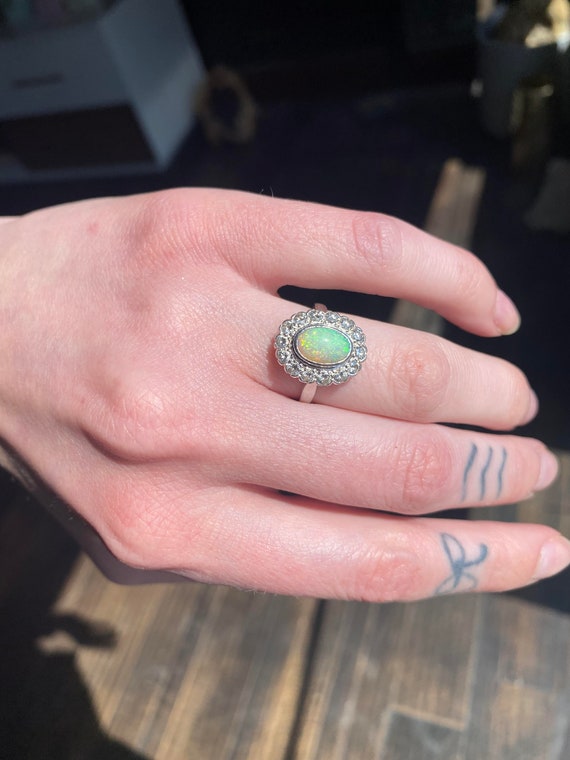 Antique Victorian Opal and Diamond Ring