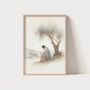 Garden of Gethsemane, Picture of Jesus Praying, Jesus Painting, Christian Printable Art, Bible Art, Jesus Print, Christian Art, Jesus Poster