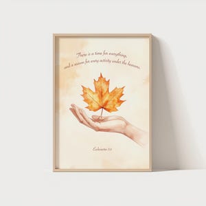 Ecclesiastes 3:1 Fall Wall Art – There Is a Time for Everything – Christian Scripture Print – Autumn Bible Verse Poster – Minimalist Decor