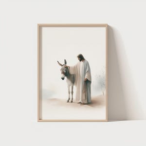 Jesus&#39; Triumphal Entry into Jerusalem Print, Palm Sunday Wall Art, Christian Wall Art, Holy Week Paintings, Biblical Art