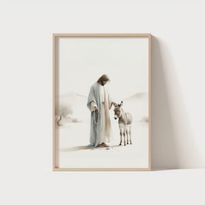 Jesus&#39; Triumphal Entry into Jerusalem Print, Palm Sunday Wall Art, Christian Wall Art, Holy Week Paintings, Biblical Art