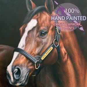 Retrato de caballo, pintura al óleo, lienzo pintado a mano, obra de arte personalizada, regalo conmemorativo, retrato de mascota personalizado, pintura vintage de caballo