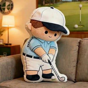 Personalisierte Golf Spieler Kissen Benutzerdefinierte Name Plüschkissen für Kinder Golf-Liebhaber Sport Zimmer Dekor Geschenk für Papa Opa Jungen Geburtstagsgeschenk