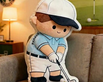 Personalisierte Golf Spieler Kissen Benutzerdefinierte Name Plüschkissen für Kinder Golf-Liebhaber Sport Zimmer Dekor Geschenk für Papa Opa Jungen Geburtstagsgeschenk